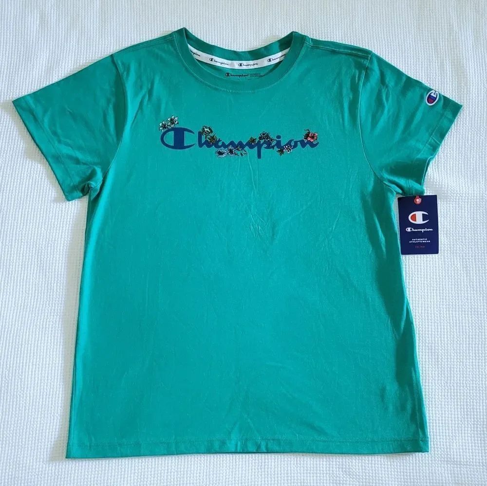 Champion🏆 Jade Green💚 Logo Tee👕 -  NWT